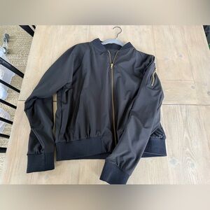 Albion Black Bomber Jacket with Gold Hardware